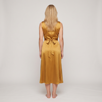 Romilly Satin Wrap Midi Dress – Gold view 2