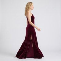 Lavinia Velvet One-Shoulder Gown – Burgundy view 4