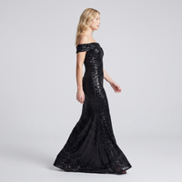 Octavia Sequin Off-Shoulder Gown – Black view 4