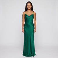 Isadora Satin Cowl Slip Maxi Dress – Emerald view 1