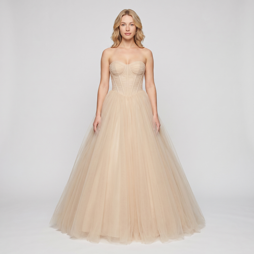 Cressida Tulle Corset Ball Gown – Champagne