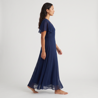 Emmeline Chiffon Flutter-Sleeve Maxi Dress – Navy view 4