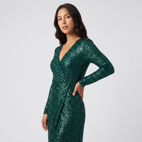 Winona Sequin Wrap Maxi Gown – Emerald view 2