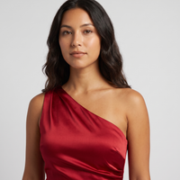 Carmen One-Shoulder Satin Gown – Red view 5