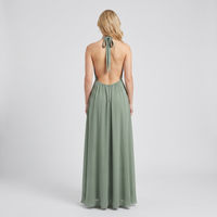 Lena Chiffon Halter Maxi Dress – Sage Green view 3