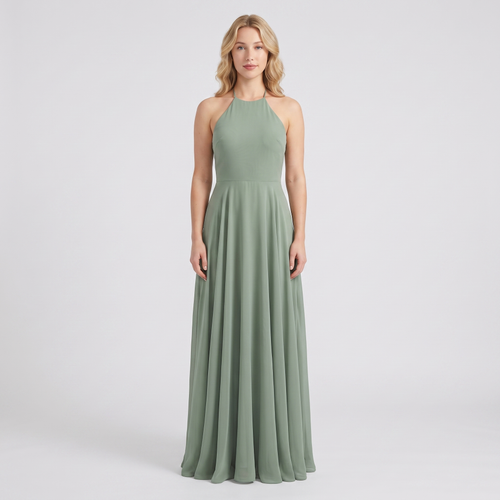Lena Chiffon Halter Maxi Dress – Sage Green