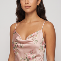 Dahlia Floral Satin Slip Maxi Dress – Blush view 5