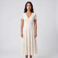 Cecilia Lace Fit-and-Flare Midi Dress – Ivory view 1