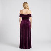 Vivian Velvet Off-Shoulder Gown – Plum view 3