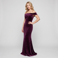 Vivian Velvet Off-Shoulder Gown – Plum view 2
