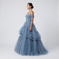 Imogen Tulle Off-Shoulder Ball Gown – Dusty Blue view 4