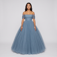 Imogen Tulle Off-Shoulder Ball Gown – Dusty Blue view 1