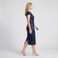 Lucinda Sequin Sheath Midi Dress – Navy view 4