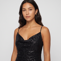 Josie Sequin Slip Midi Dress – Black view 5