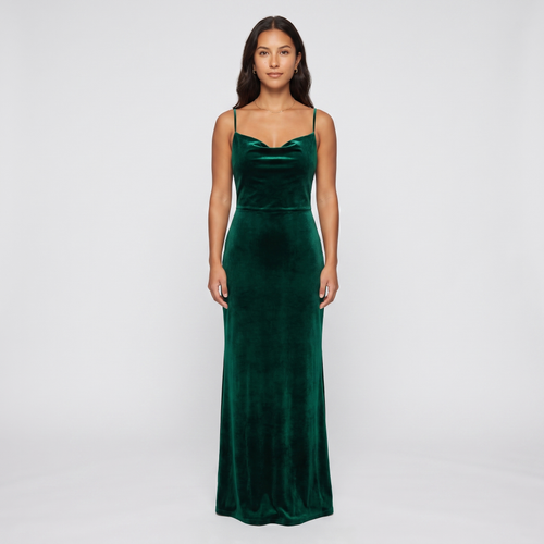 Rafaela Velvet Cowl Slip Gown – Emerald
