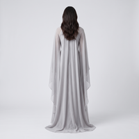 Elke Chiffon Cape-Sleeve Gown – Silver view 3