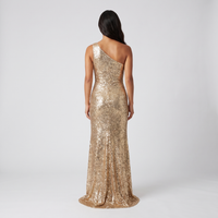 Marlena Sequin One-Shoulder Gown – Gold view 3