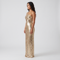 Marlena Sequin One-Shoulder Gown – Gold view 4