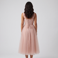 Ada Tulle Corset Midi Dress – Blush view 3