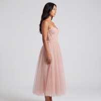 Ada Tulle Corset Midi Dress – Blush view 4