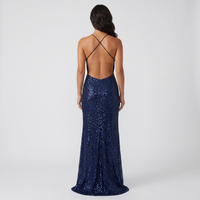 Lorna Sequin Halter Gown – Navy view 3