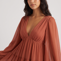 Nell Chiffon Tiered Maxi Dress – Terracotta view 5