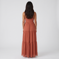 Nell Chiffon Tiered Maxi Dress – Terracotta view 3