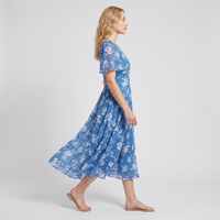 June Floral Chiffon Midi Dress – Blue view 4