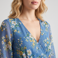 June Floral Chiffon Midi Dress – Blue view 5