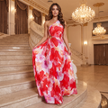 Isadora One-Shoulder Pleated Cut-Out Maxi Dress – Red Floral – lifestyle