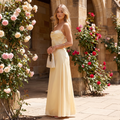 Liana Lace-Up Back Satin Maxi Dress – Yellow – lifestyle