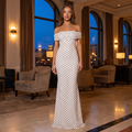 Liora Off-Shoulder Polka Dot Mesh Maxi Dress – White – lifestyle