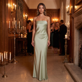 Mariposa Strapless Foldover Satin Maxi Dress – Sage – lifestyle