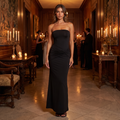 Nadine Strapless Twist Front Jersey Maxi Dress – Black – lifestyle