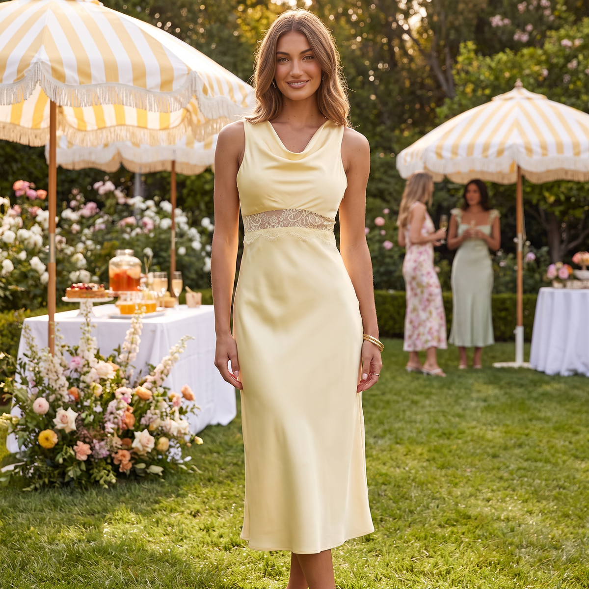 Ninette Cowl Neck Midi Dress – Yellow – lifestyle