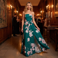 Paloma Boned Bodice Floral Maxi Dress with Side Splits – Green Floral – lifestyle