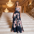 Paloma Boned Bodice Floral Maxi Dress with Side Splits – Navy Floral – lifestyle