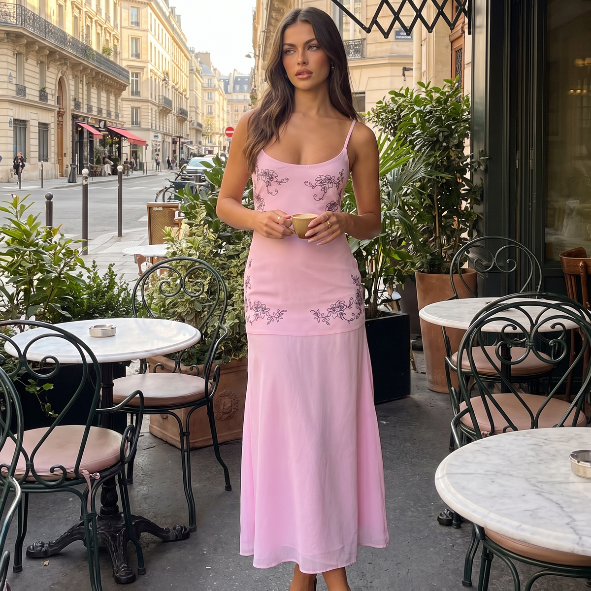 Primula Embroidered Drop Waist Midi Dress – Light Pink – lifestyle