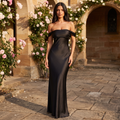 Seraphine Off-Shoulder Bias-Cut Satin Maxi Dress – Black – lifestyle