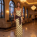Soleil Polka Dot Mesh Maxi Dress with Scarf – Yellow – lifestyle