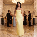Sunniva Twist Front Sequin Strapless Maxi Dress – Yellow – lifestyle