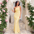 Tamara Asymmetric Strap Satin Maxi Dress – Yellow – lifestyle