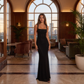 Vivienne Square Neck Lace-Up Back Mesh Maxi Dress – Black – lifestyle