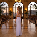 Vivienne Square Neck Lace-Up Back Mesh Maxi Dress – Lilac – lifestyle